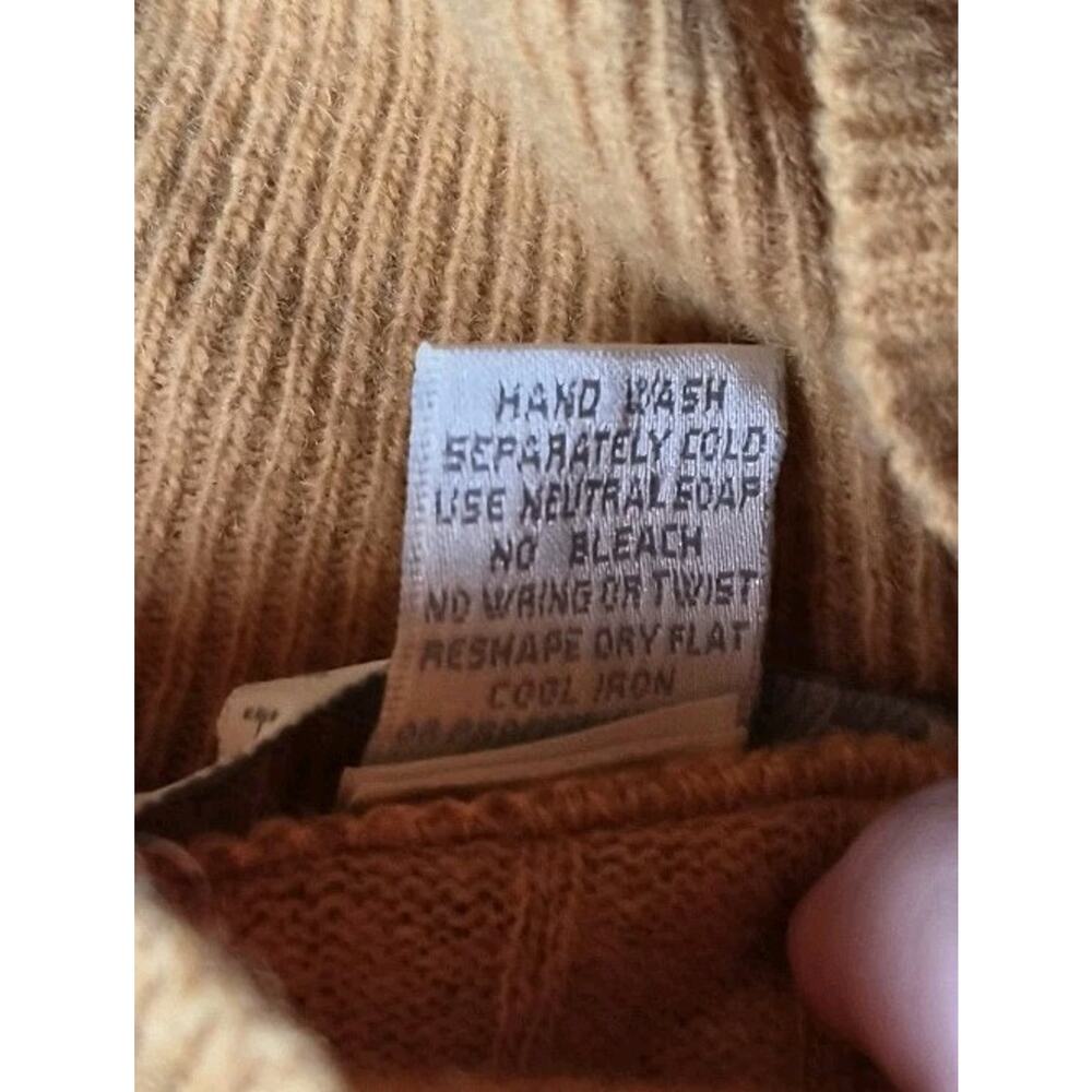 The Limited Italy Wool Blend Ribbed Mock Neck Sweater Camel Tan‎ Size Med - Picture 7 of 8